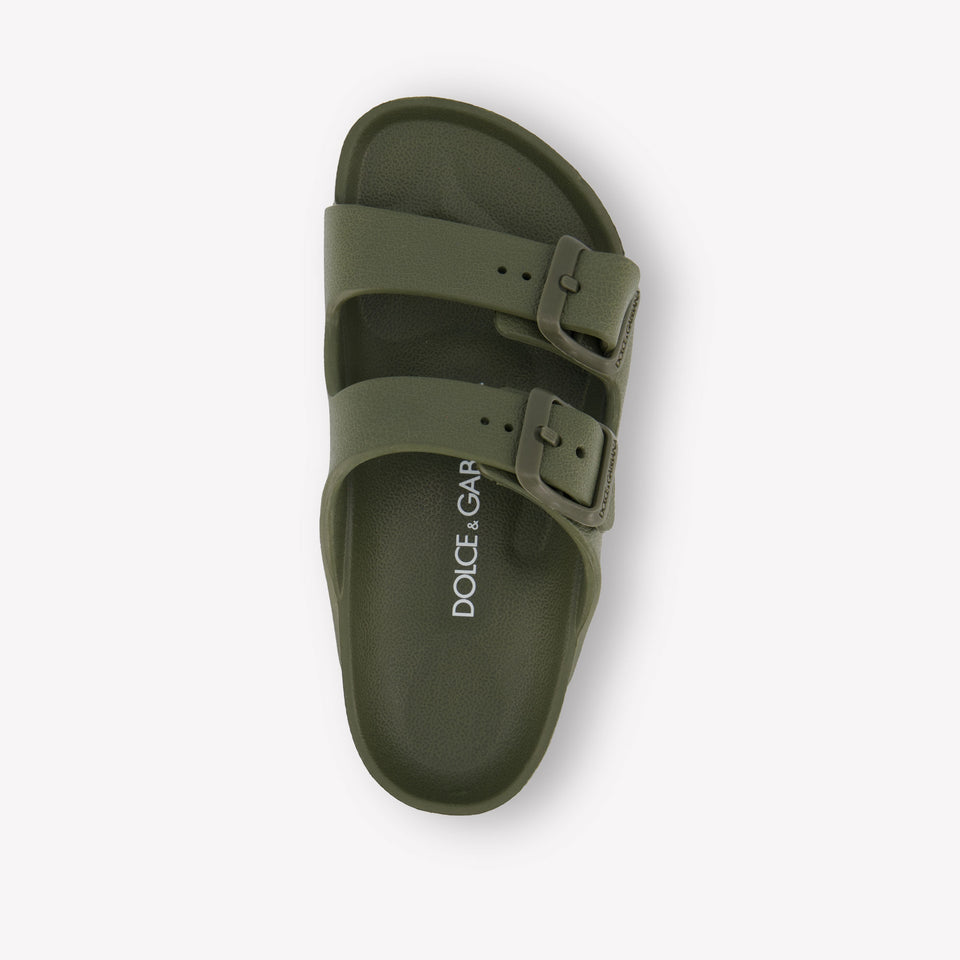 Dolce & Gabbana Boys Flipflops In Army