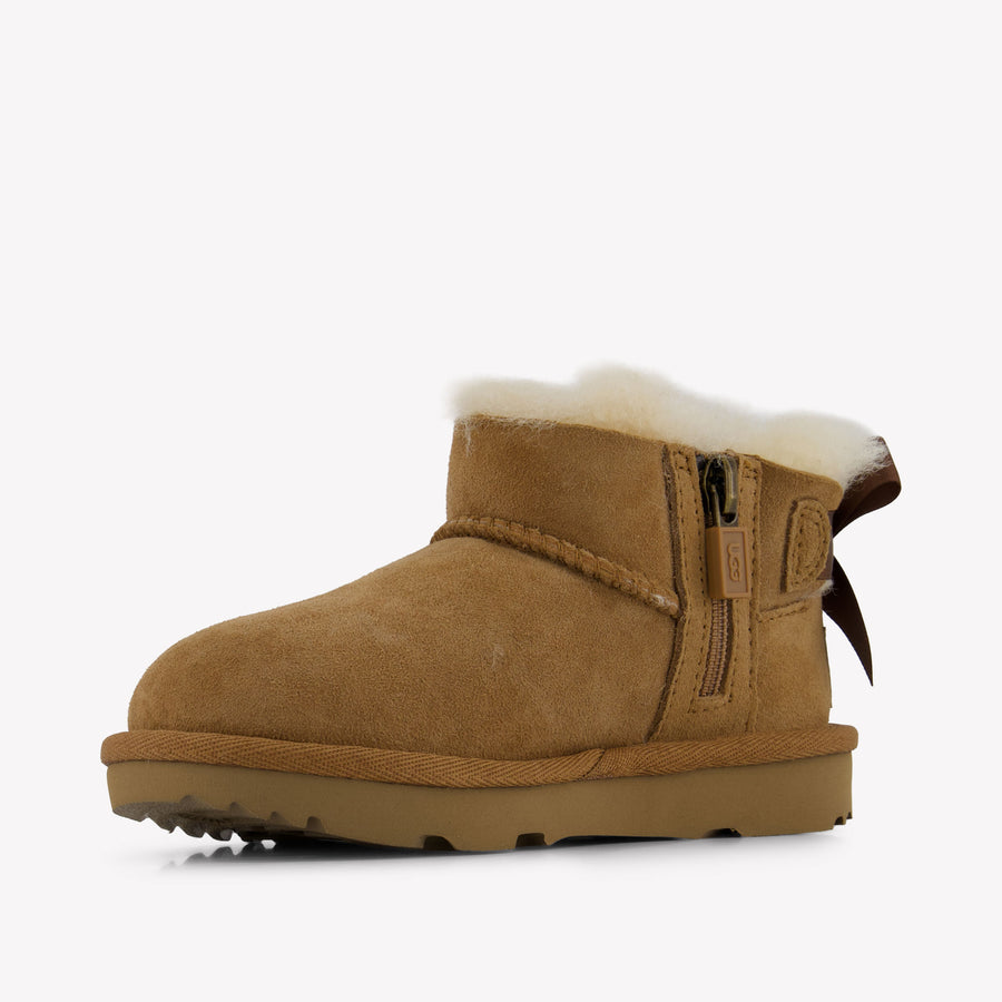 UGG Ultra Mini Bailey Bow Girls Boots in Camel