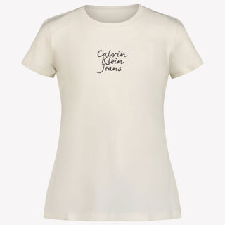 Calvin Klein Kinder Meisjes T-Shirt In Off White