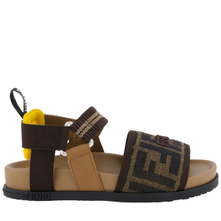 Fendi Unisex Sandalen In Bruin