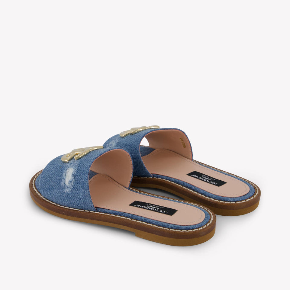 Dolce & Gabbana Girls Flipflops In Jeans