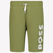 Boss Kids Boys Swimwear In Olive Green