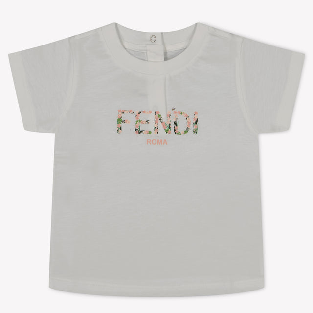 Fendi Baby Meisjes T-Shirt In Wit