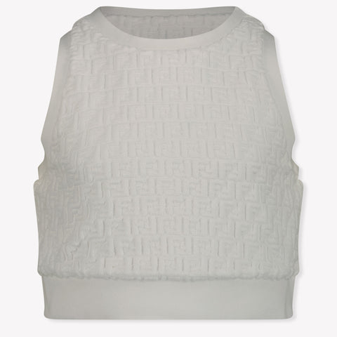 Fendi Kinder Meisjes T-Shirt In Wit