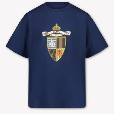 Fendi Kids Boys  T-Shirt Navy
