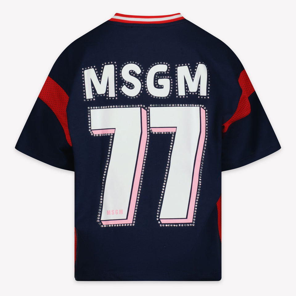 MSGM Kids Girls in T-Shirt Navy