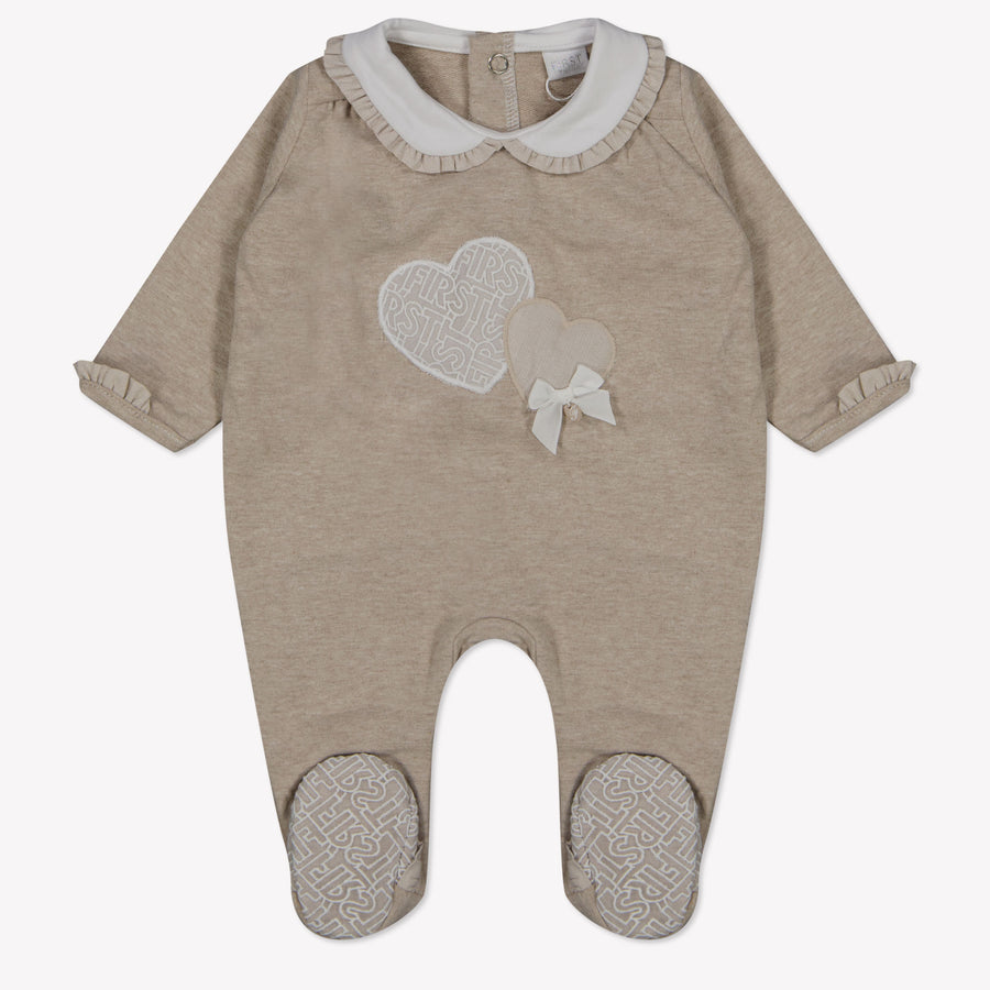 First Baby Girls Romper in Beige