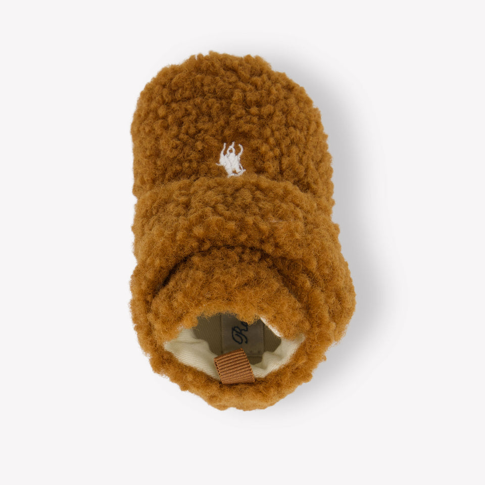 Ralph Lauren Lando Layette Baby Unisex Sneakers In Camel