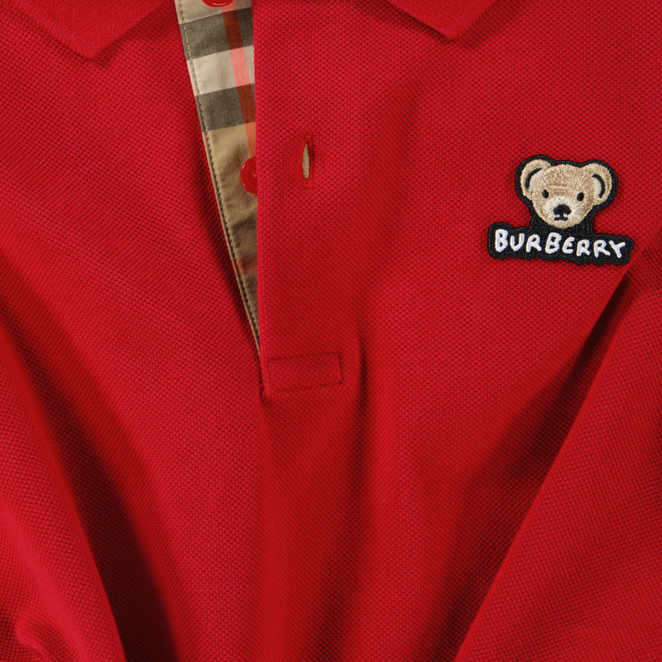 Burberry Kids Boys Polo  Red