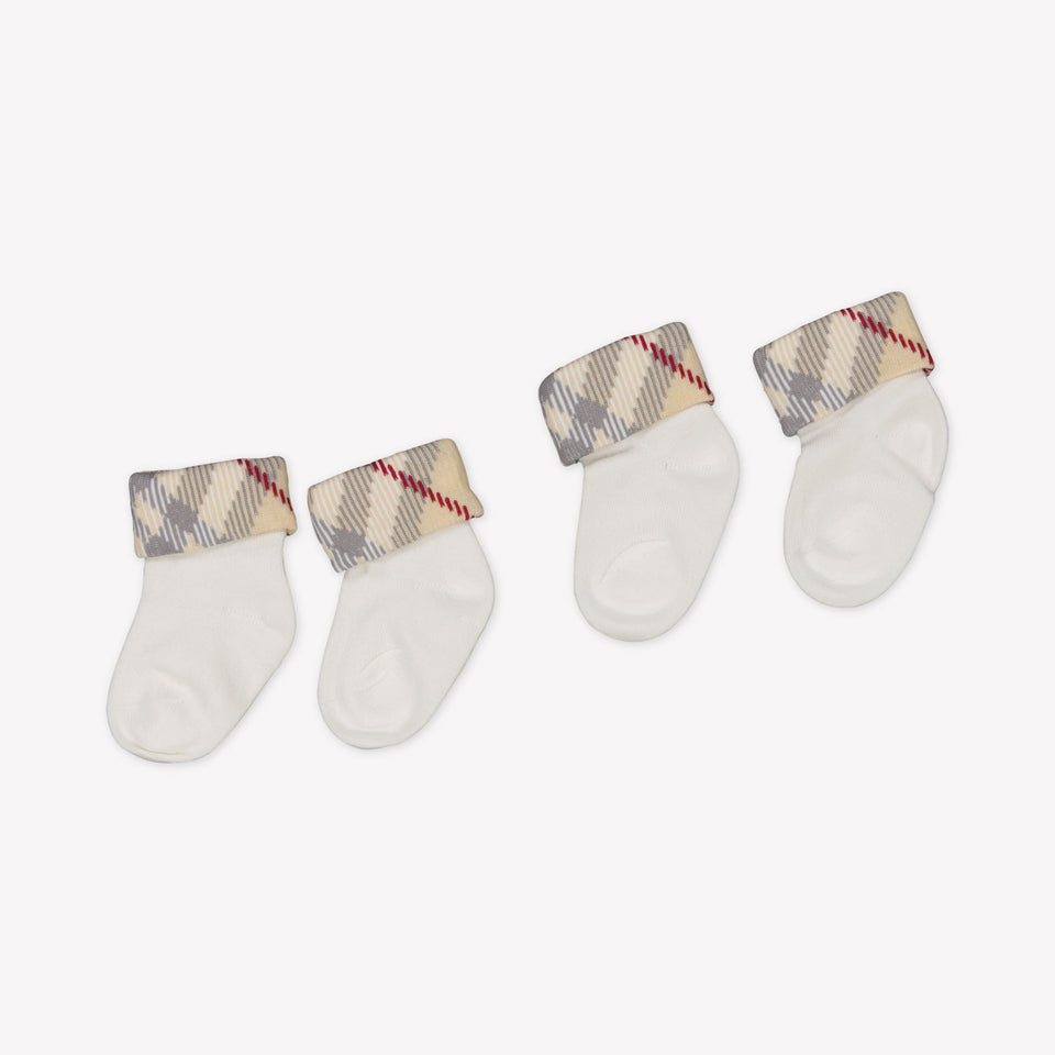 Burberry Baby Unisex Socks  White