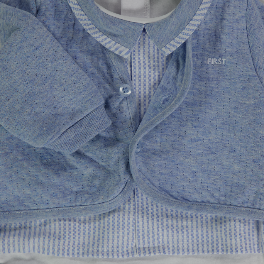 First Baby Boys Playsuit  Light Blue