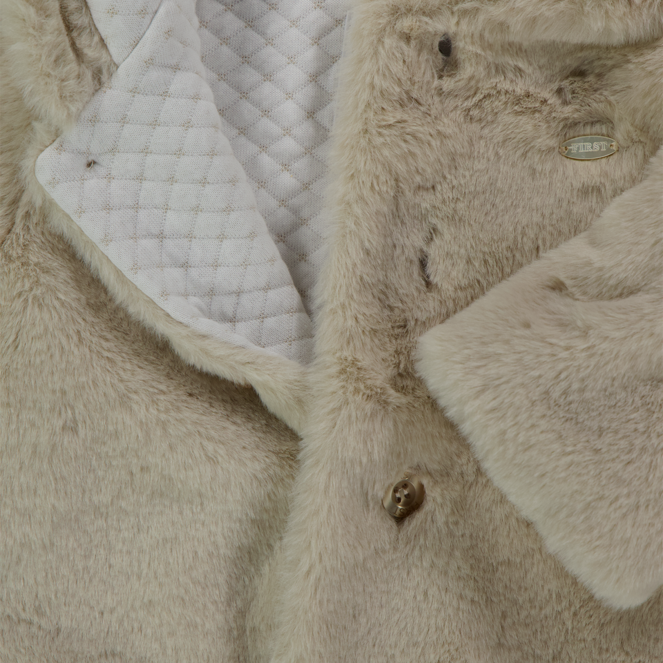 First Baby Girls Faux fur jacket in Beige