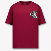 Calvin Klein Kinder Jongens T-Shirt In Bordeaux