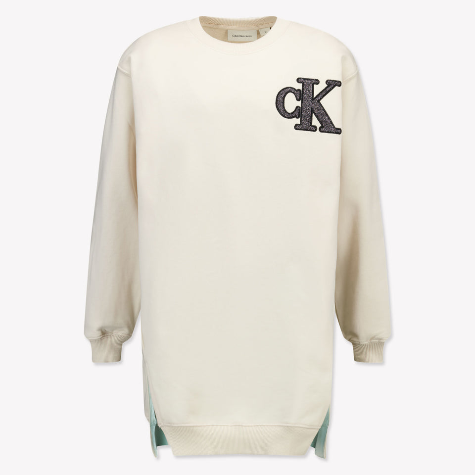 Calvin Klein Kinder Meisjes Jurk In Off White
