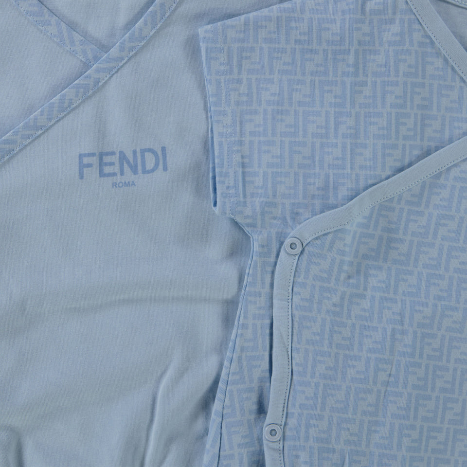 Fendi Baby Unisex Playsuit  Light Blue