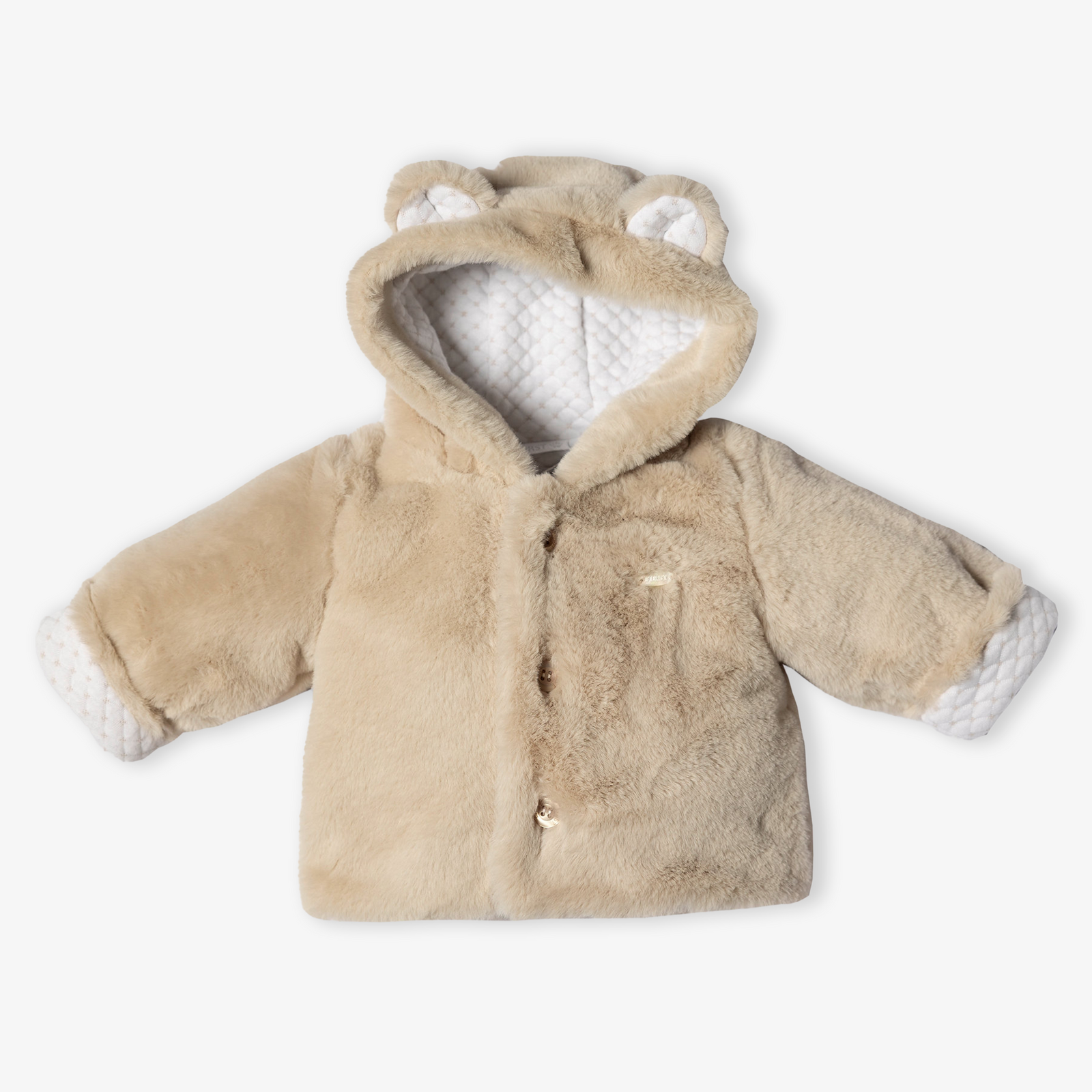 First Baby Girls Faux fur jacket in Beige