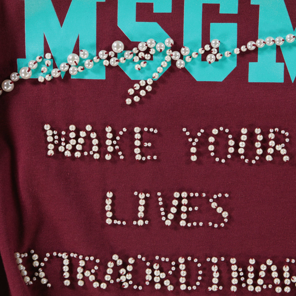 MSGM Kinder Meisjes T-Shirt In Bordeaux
