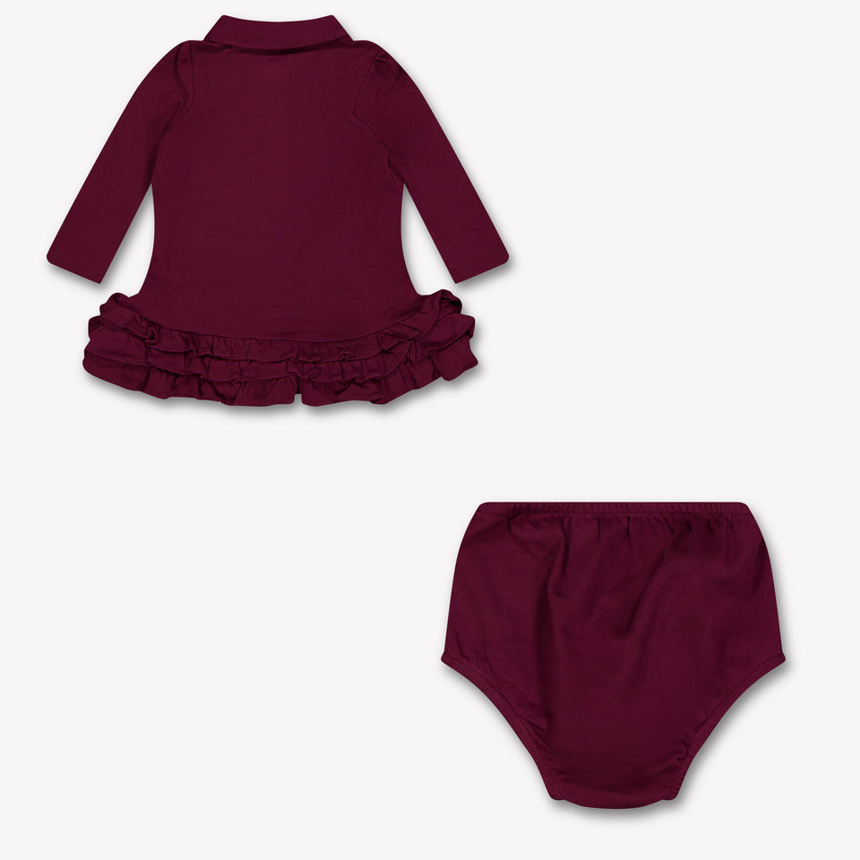Ralph Lauren Baby Meisjes Jurk In Bordeaux