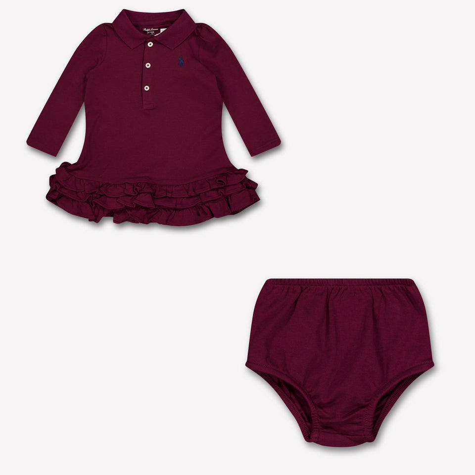 Ralph Lauren Baby Meisjes Jurk In Bordeaux
