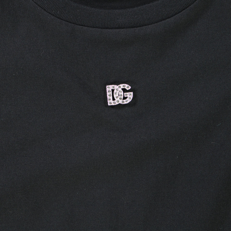 Dolce & Gabbana Kids Girls  T-Shirt Black
