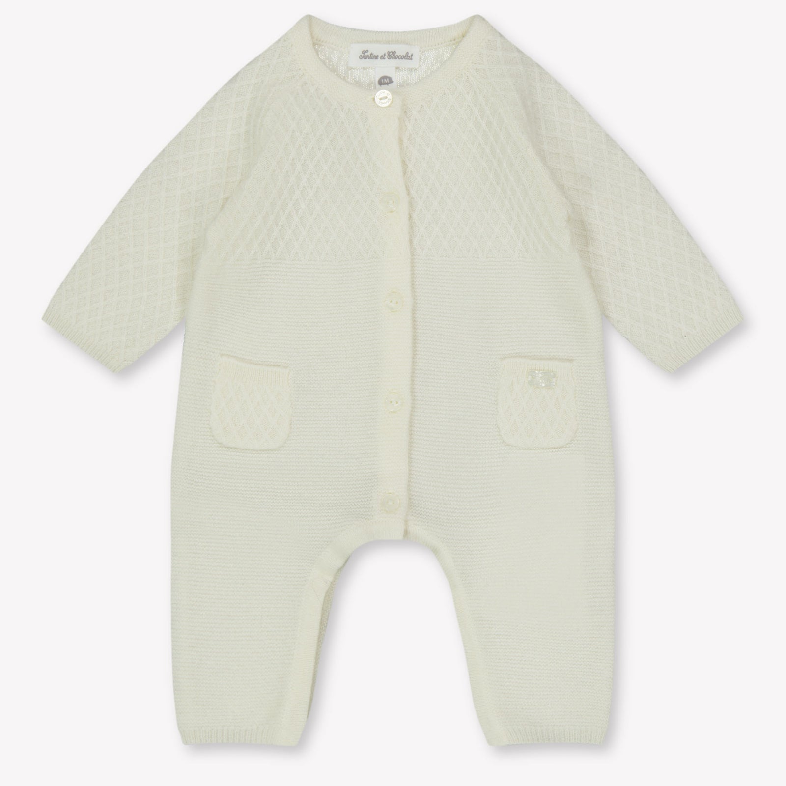 Tarte Et Chocolat Baby Unisex Playsuit  Offwhite