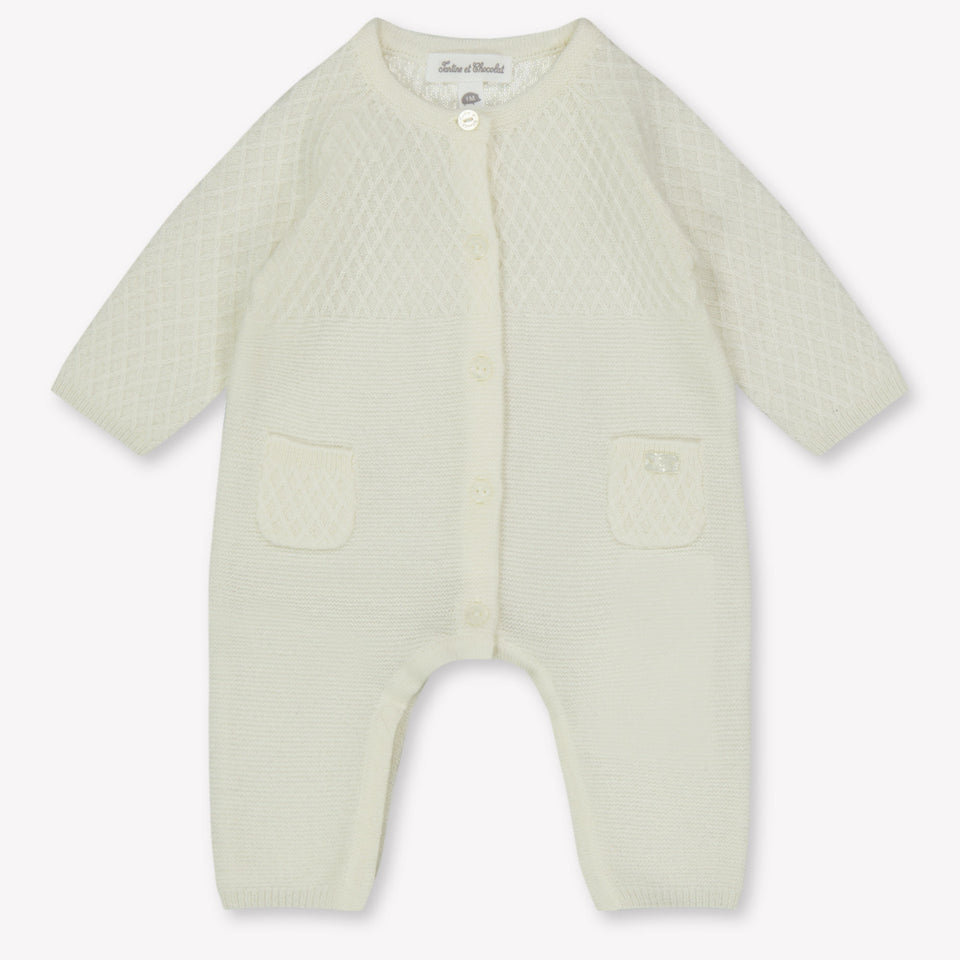 Tarte Et Chocolat Baby Unisex Playsuit  Offwhite