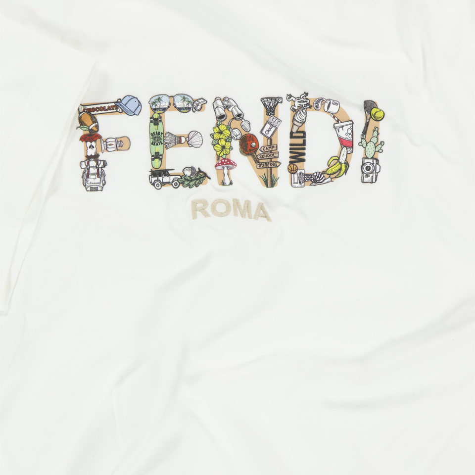 Fendi Kinder Jongens T-Shirt In Wit