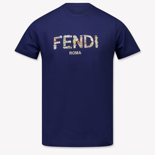 Fendi Kids Boys  T-Shirt Navy