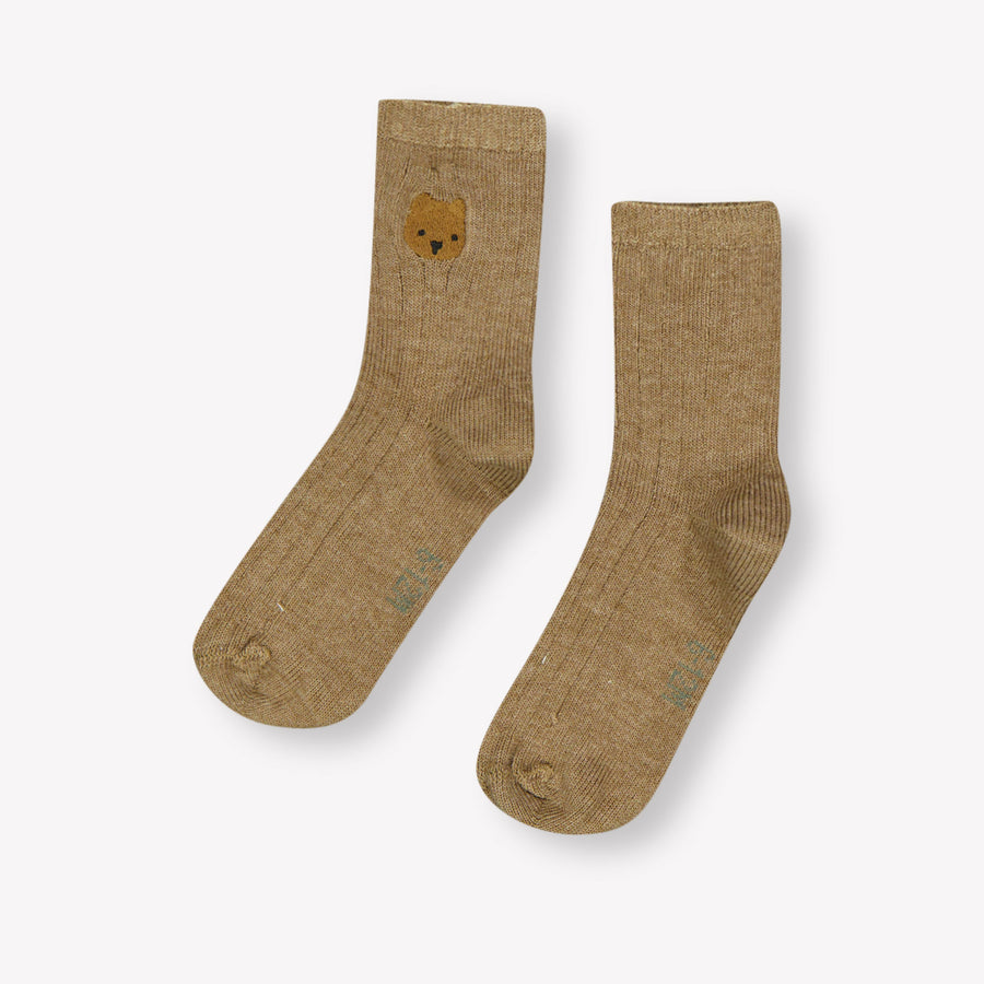 Donsje Amsterdam Bear Baby Unisex Sock in Taupe