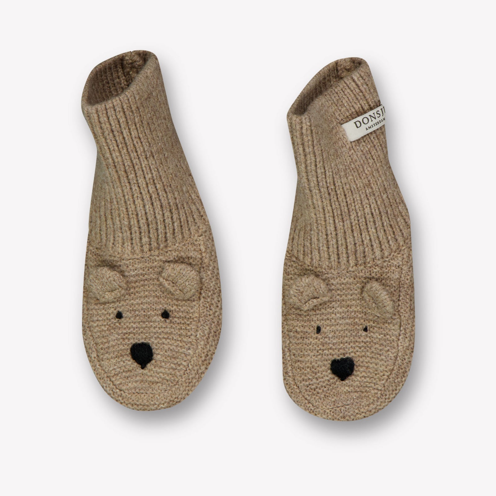 Donsje Amsterdam Bear Baby Unisex Slofjes In Beige