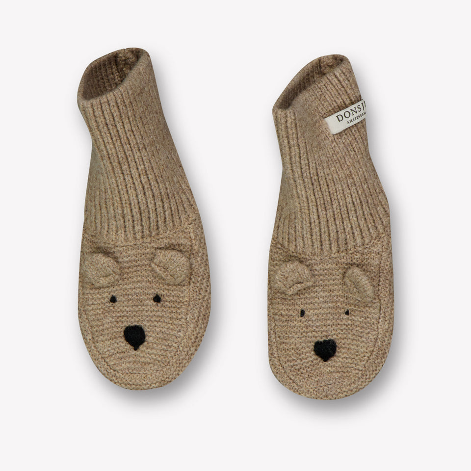 Donsje Amsterdam Bear Baby Unisex Slofjes In Beige