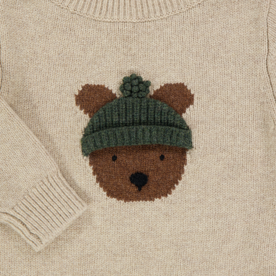 Donsje Amsterdam Bear Baby Jongens Trui In Licht Beige