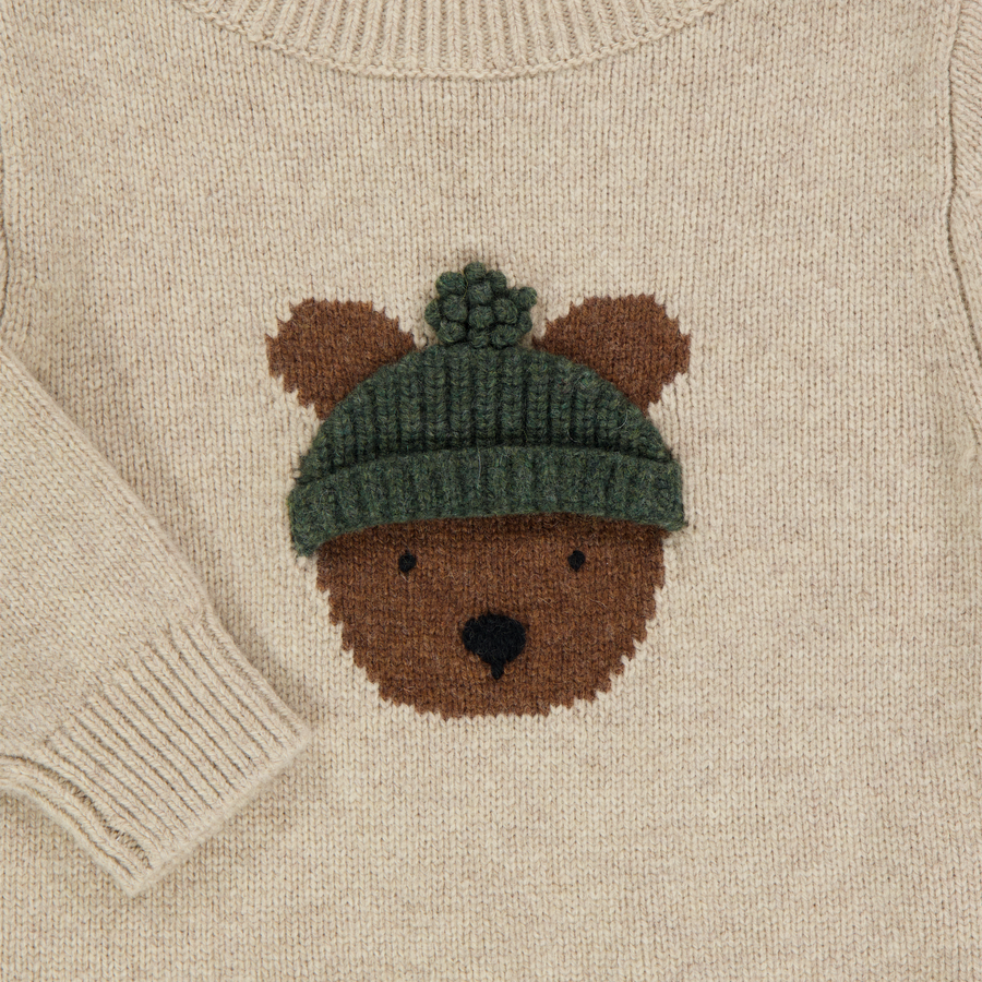 Donsje Amsterdam Bear Baby Boys Sweater  Light Beige