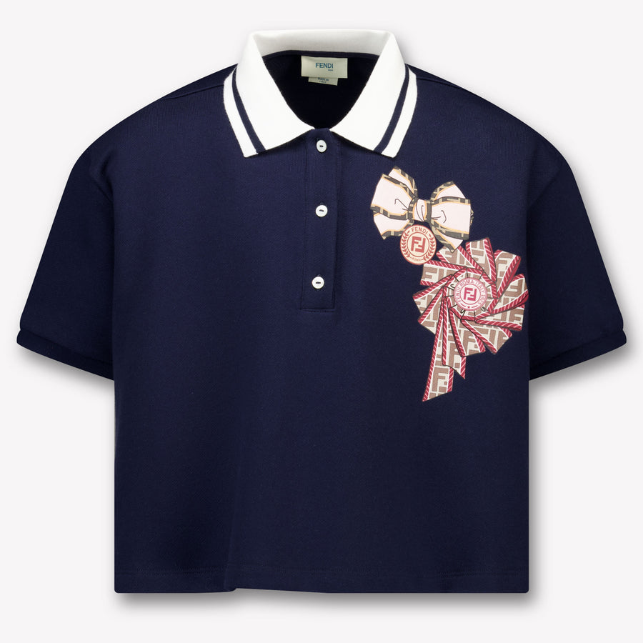 Fendi Girls Polo Shirt in Navy