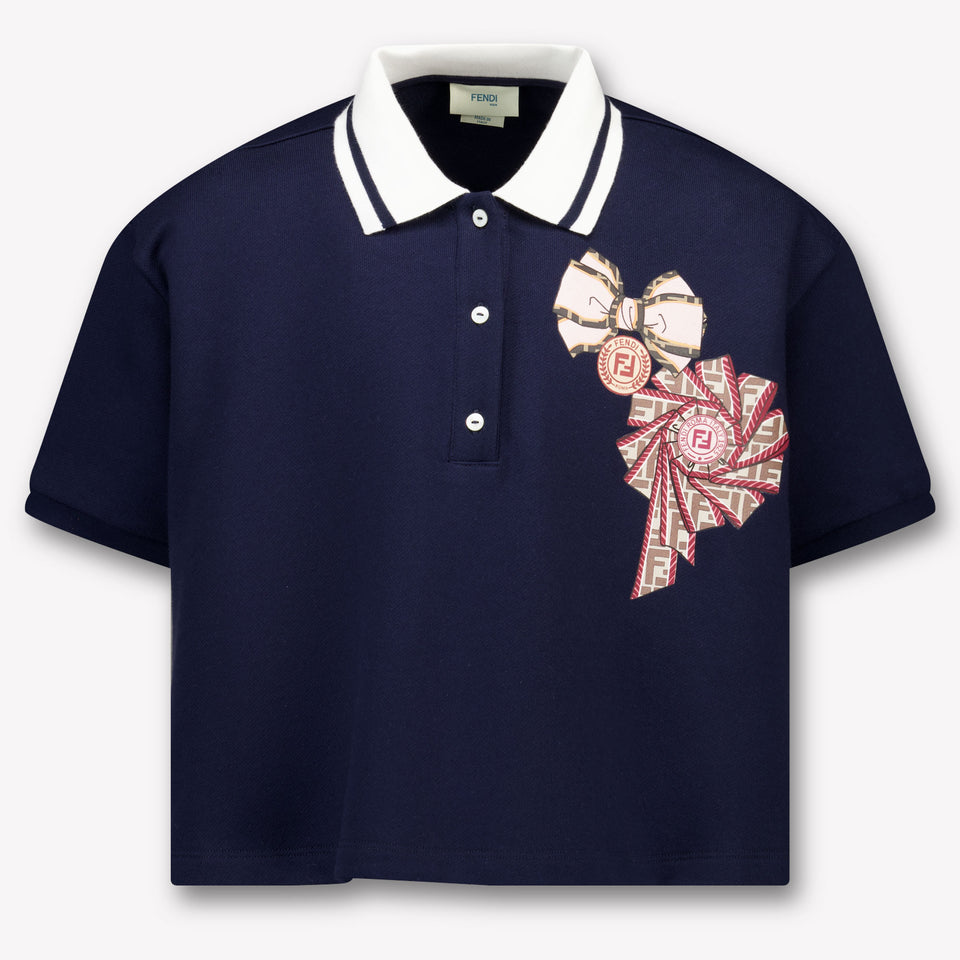 Fendi Kids Girls Polo In Navy