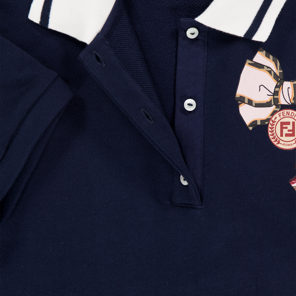 Fendi Kids Girls Polo In Navy