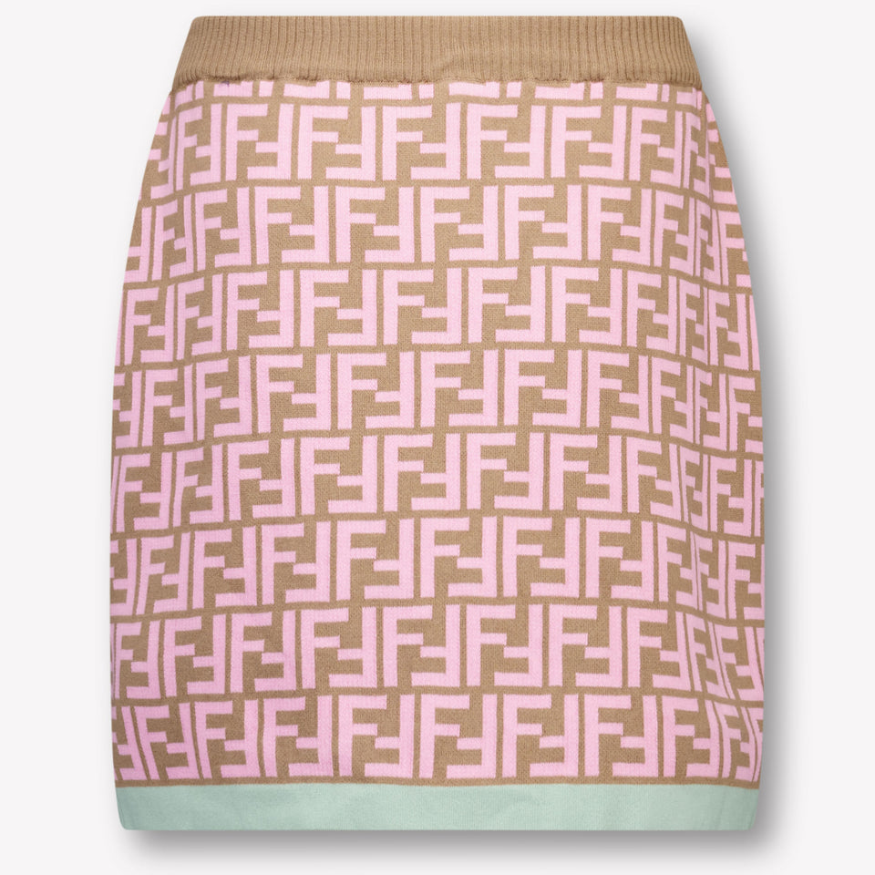 Fendi Kids Girls Skirt In Camel
