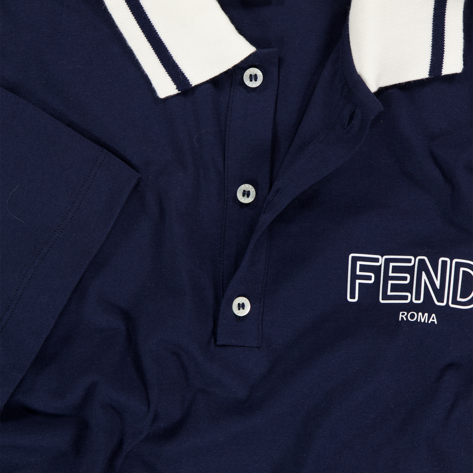 Fendi Kids Boys Polo In Navy