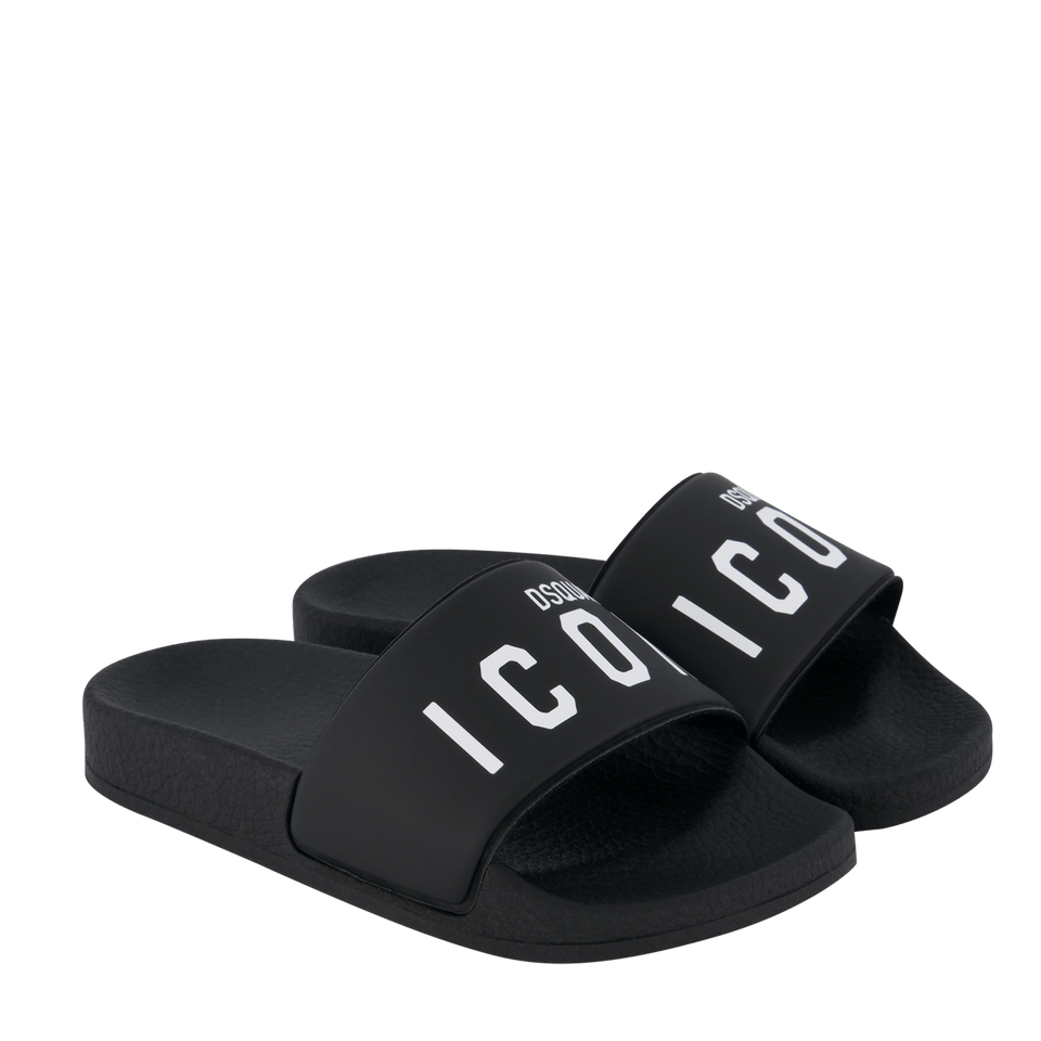 Dsquared2 Kinder Unisex Slippers Zwart