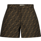 Fendi Kids Girls Shorts Brown