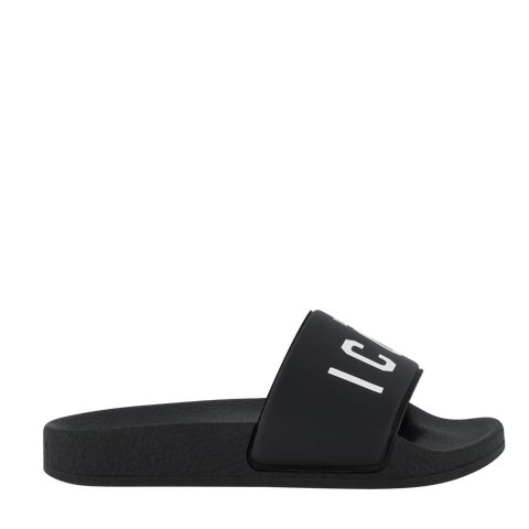 Dsquared2 Kinder Unisex Slippers Zwart 25