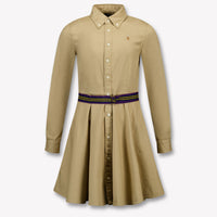 Ralph Lauren Kids Girls Dress In Khaki
