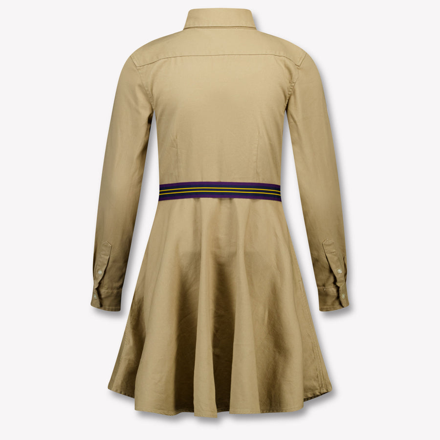 Ralph Lauren Kids Girls Dress In Khaki