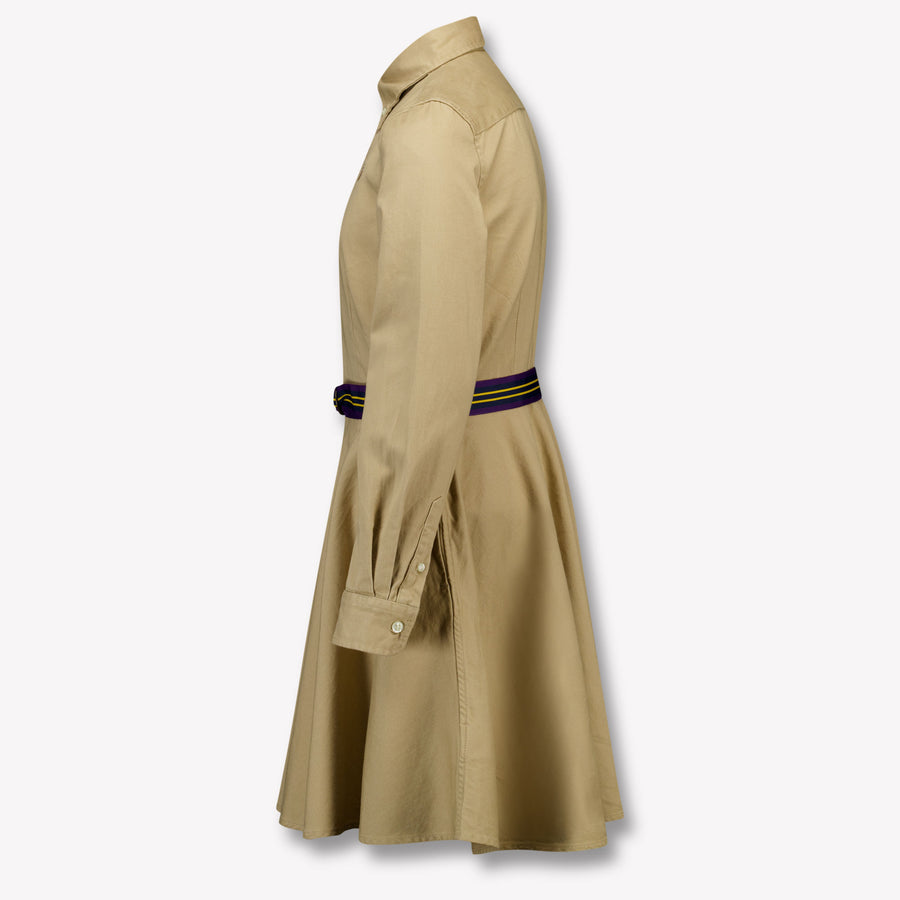 Ralph Lauren Kids Girls Dress In Khaki