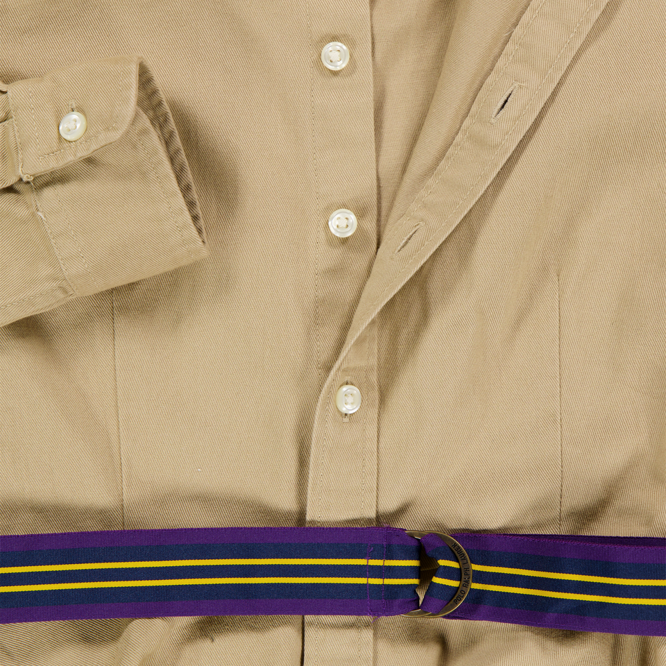 Ralph Lauren Kids Girls Dress In Khaki