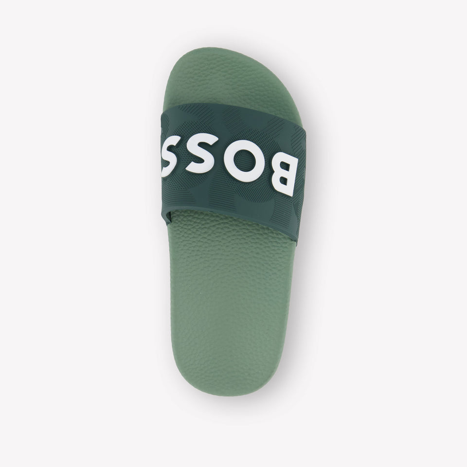 Boss Jongens Slippers In Groen