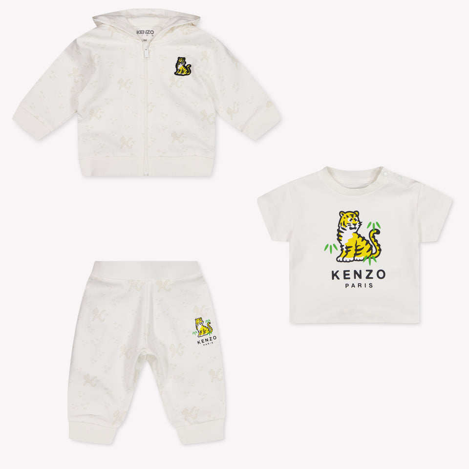 Kenzo Kids Baby Jongens Joggingpak In Off White