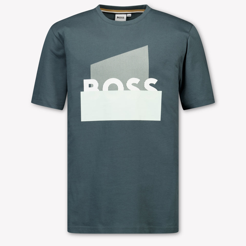 Boss Kids Boys T-Shirt In Dark Green