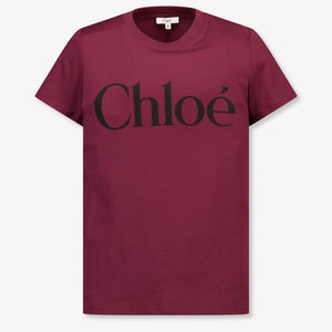 Chloe Kinder Meisjes T-Shirt In Bordeaux