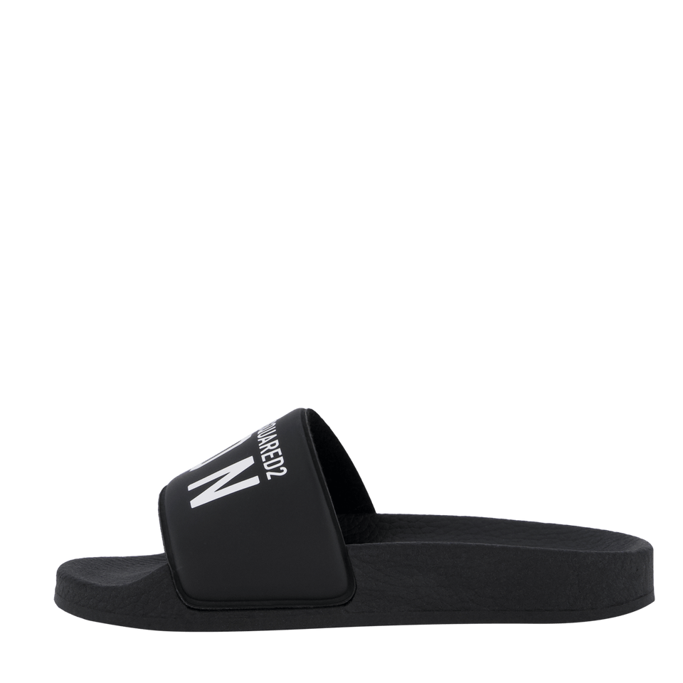 Dsquared2 Kinder Unisex Slippers Zwart